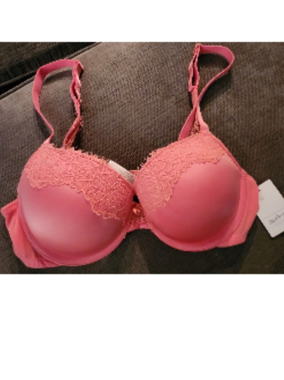 Auden Bra Womens Push Up padded underwire Demi Coverage Bra peach color Lace NWT
